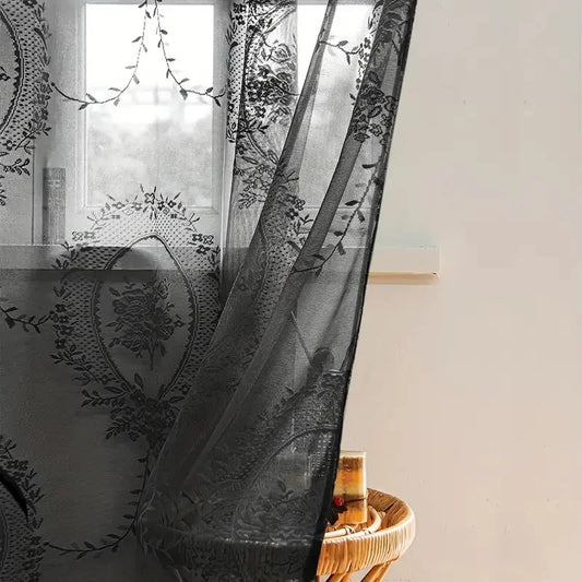 Rideau noir en dentelle|UMBRA