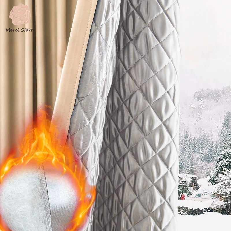 Rideau thermique gris clair intérieur matelassé | THERMORIA