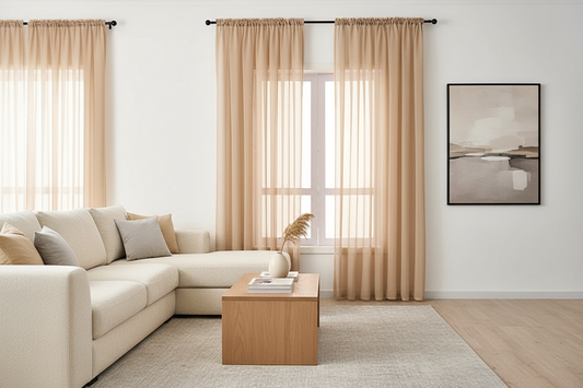 Rideau beige voilage Prestigia - Salon contemporain