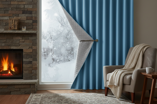 Rideau bleu ciel matelassé tempête