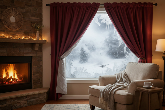 Rideau bordeaux matelassé tempête