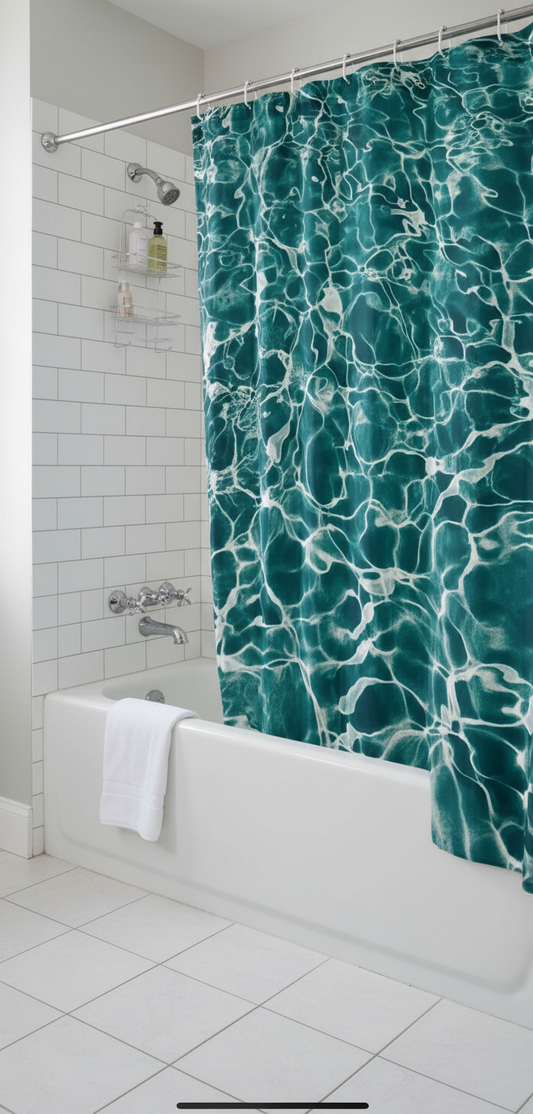 Rideau douche eau turquoise - Baignoire classique 2
