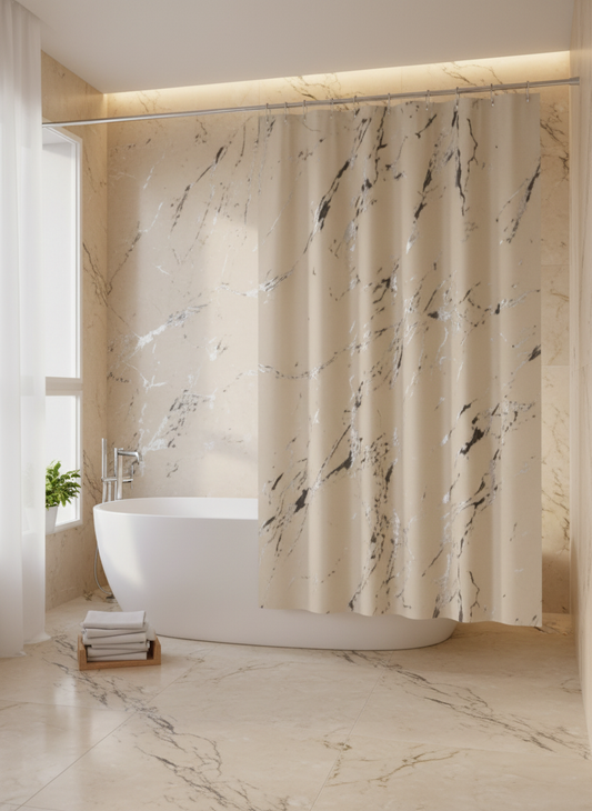 Rideau douche marbre beige gris - Photo 3