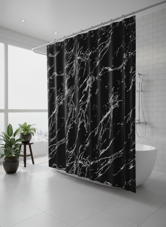 Rideau douche marbre noir blanc - Photo 5