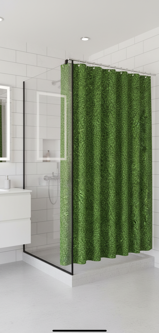 Rideau douche texture verte - Douche moderne