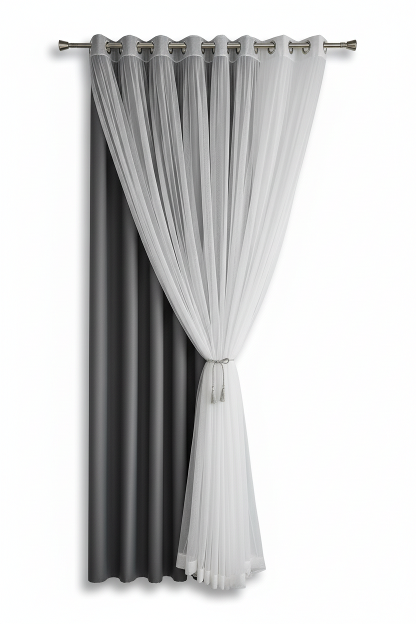 Rideau gris anthracite double couche SERENIA - Google Shopping