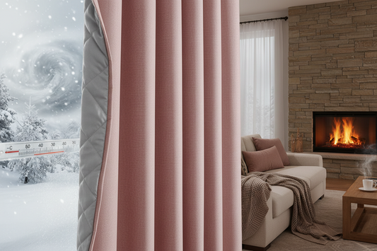 Rideau rose matelassé froid polaire