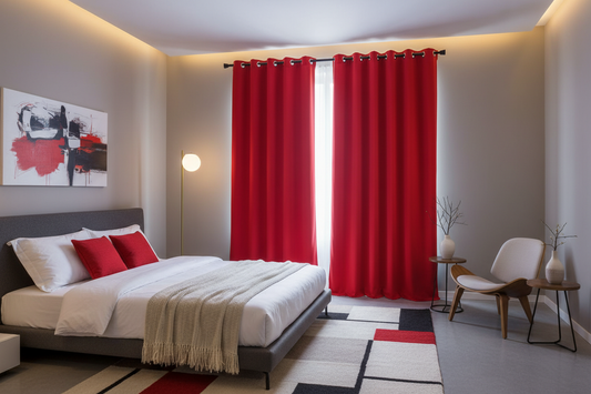 Rideau rouge vif SIENNA - Chambre d'amis