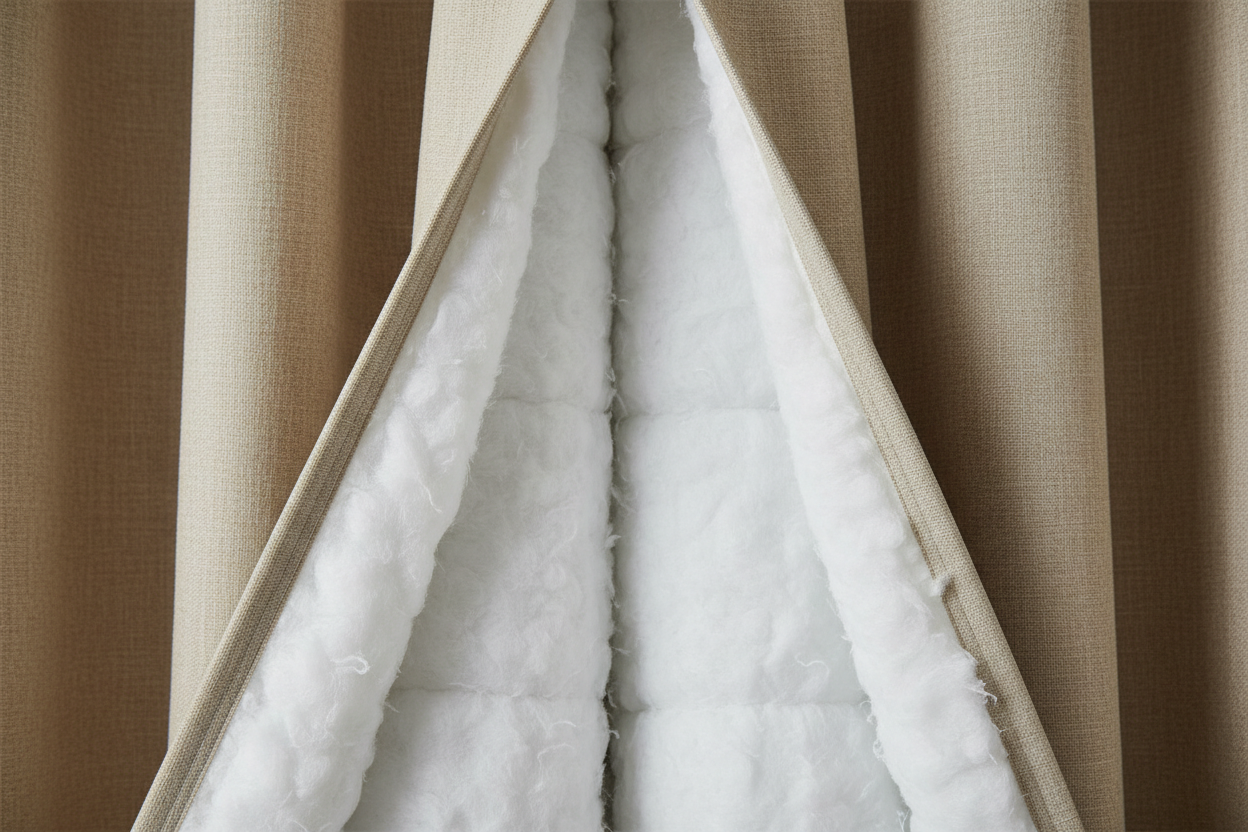Rideau thermique beige matière isolante