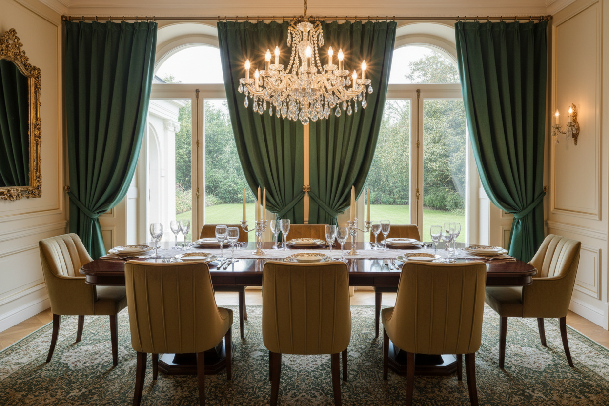 Rideau vert SIENNA - Salle à manger élégante