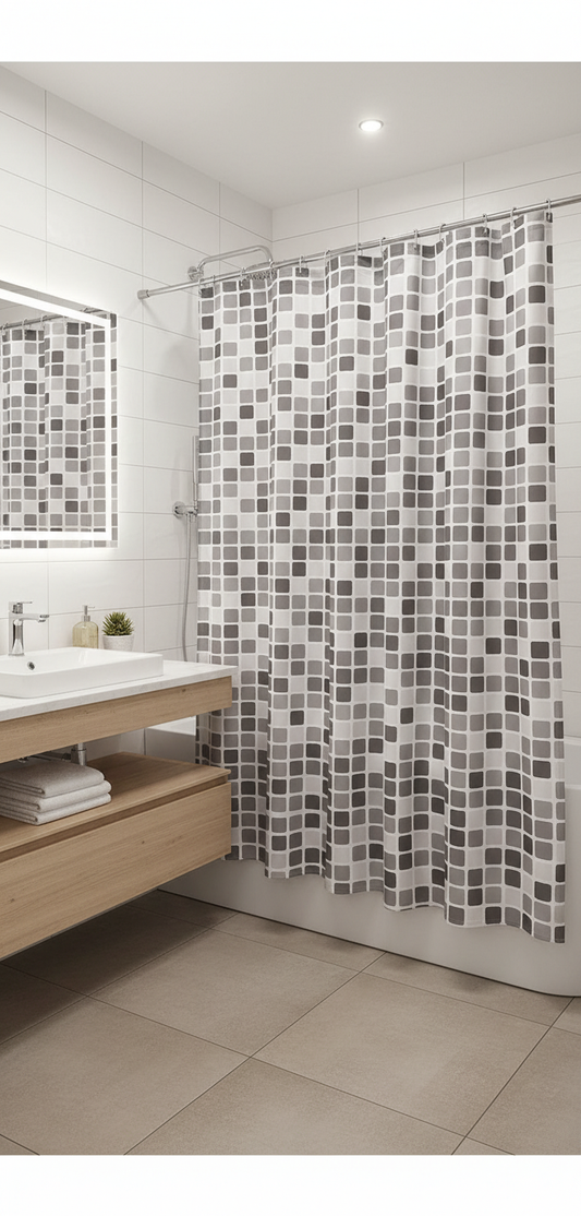 Salle de bain spa rideau mosaïque