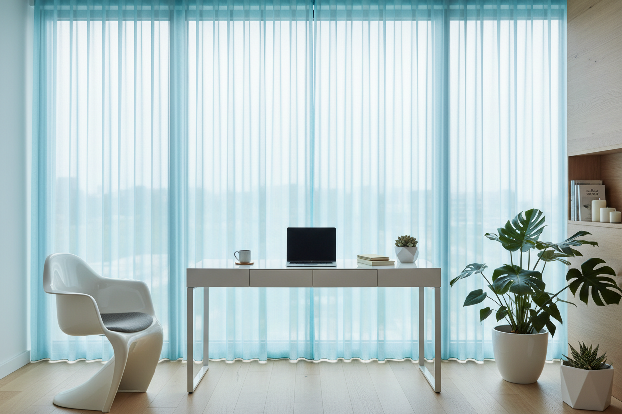 Voilage bleu aqua - Bureau