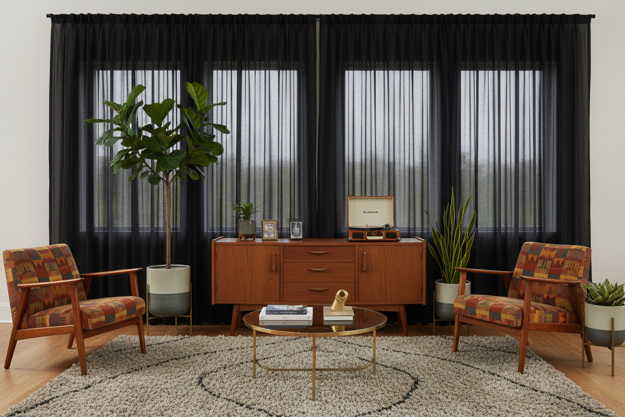 Voilage noir - Mid-century