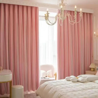 Rideau rose occultant double couche|SERENIA