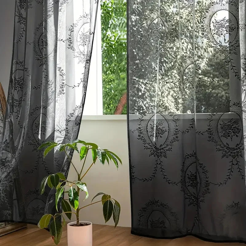 Rideau noir en dentelle|UMBRA