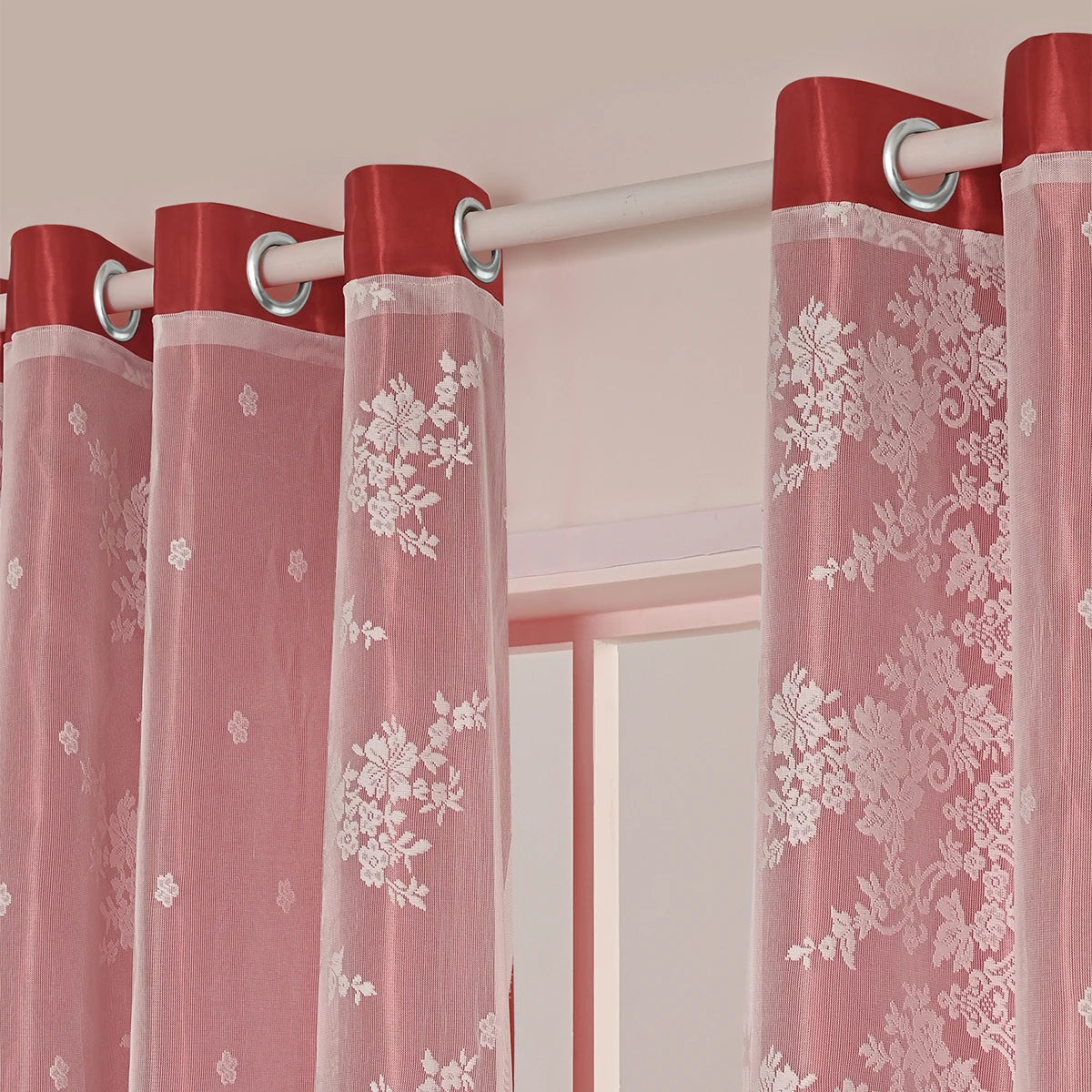 Rideau rouge occultant double couche satiné|SOMPTUA