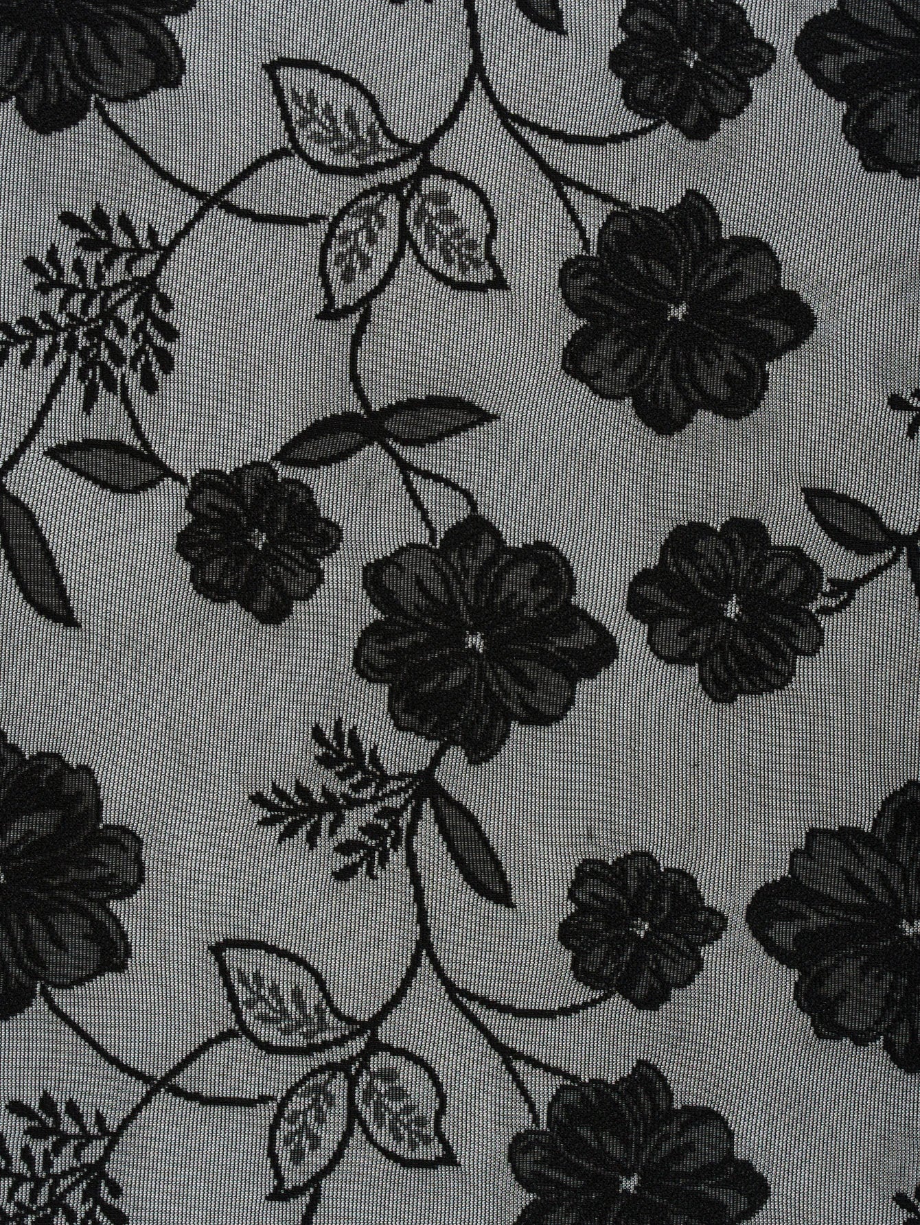 Rideau noir avec roses brodées|ECRION
