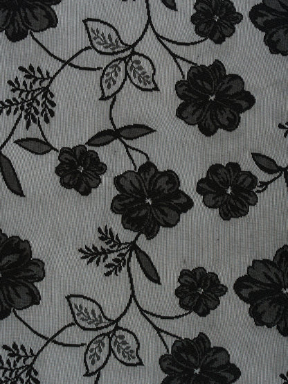 Rideau noir avec roses brodées|ECRION
