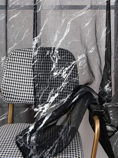 Rideau voilage noir effet marbre 1 Panneau|VELONYS