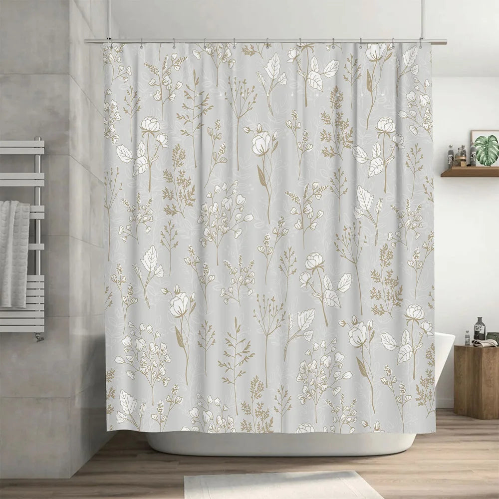 Rideau de douche fleuri|ELEGENCIA