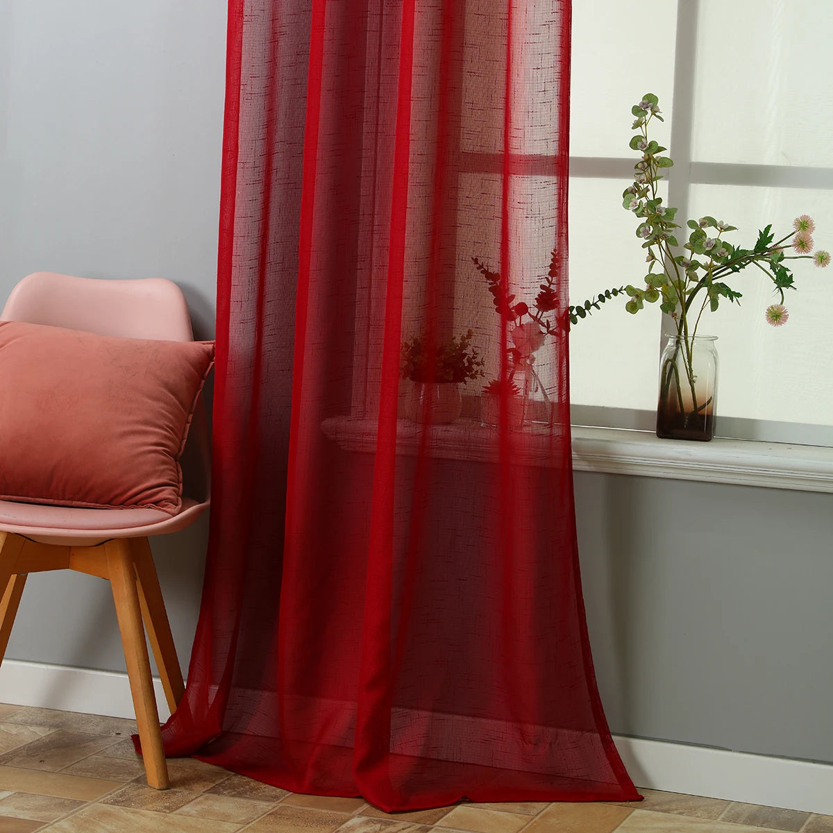 Rideau rouge voilage|VERMILIA