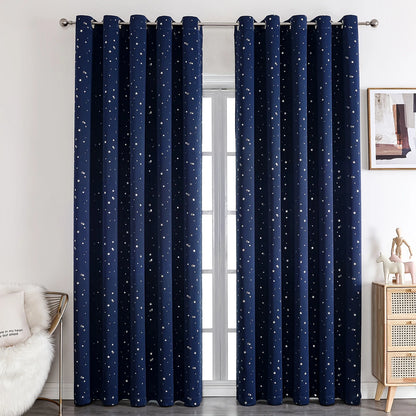 Rideau Occultant Motif Étoile Bleu Marine 2 Panneaux | GALAXIA