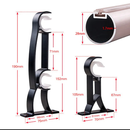 Tringle à double rideaux avec anneaux et supports|PREMIUMIX