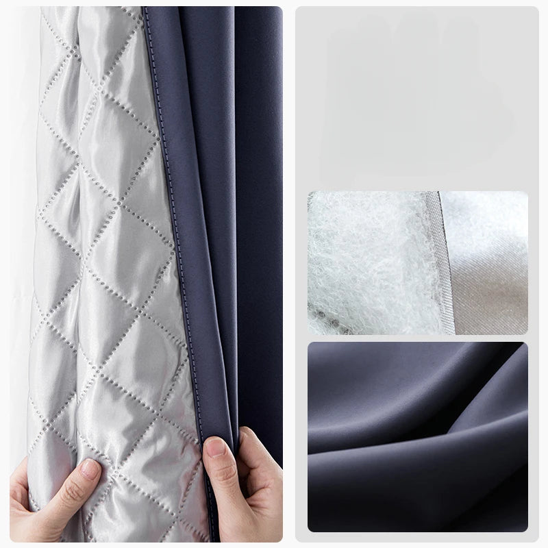 Rideau thermique bleu marine intérieur matelassé | THERMORIA