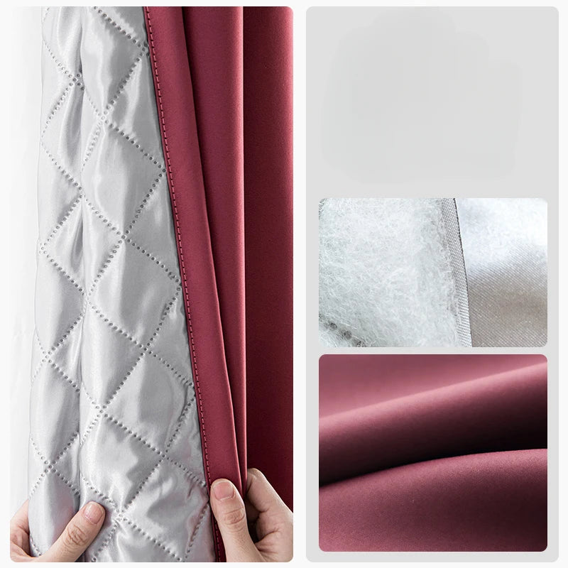 Rideau thermique rouge bordeaux intérieur matelassé | THERMORIA