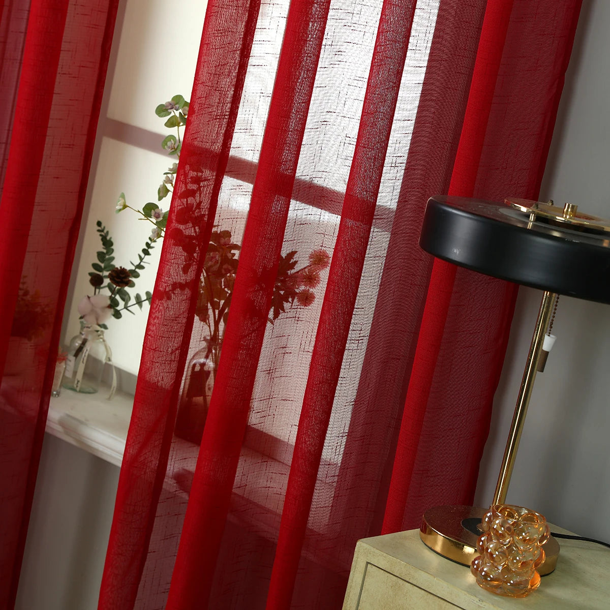 Rideau rouge voilage|VERMILIA