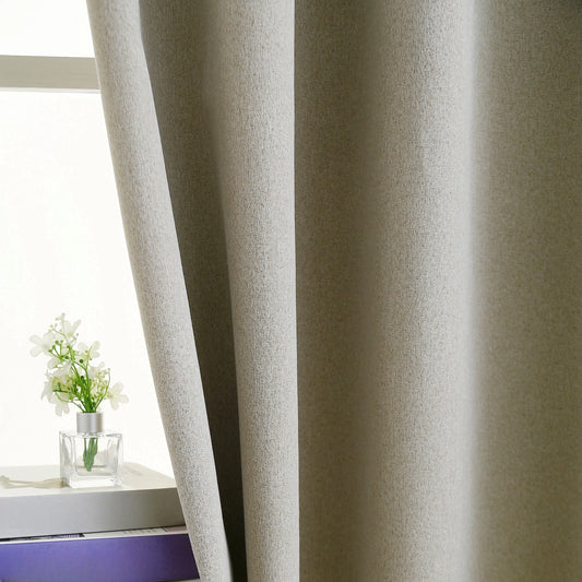 Rideau beige occultant en faux lin|ATRIUM