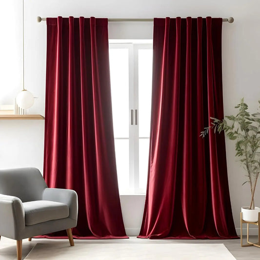 Rideau rouge bordeaux  occultant type velours|VELOURSIA