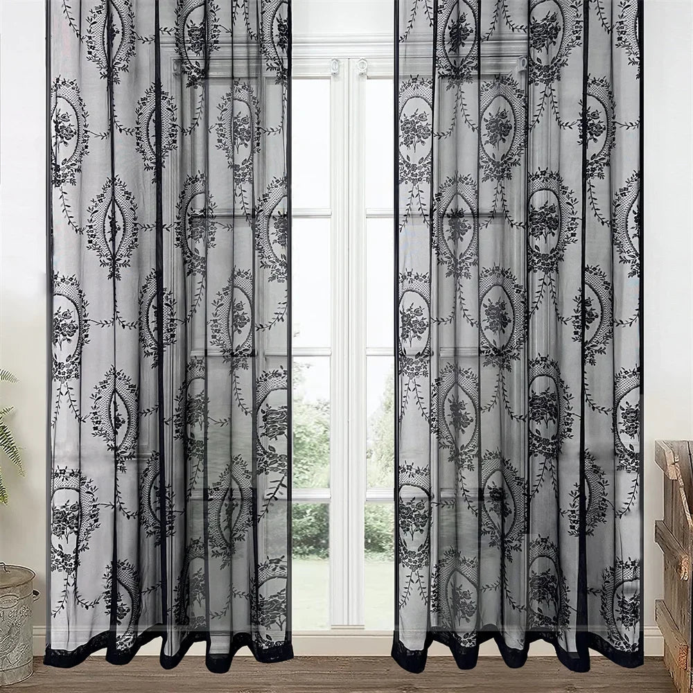 Rideau noir en dentelle|UMBRA