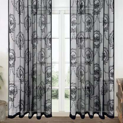 Rideau noir en dentelle|UMBRA