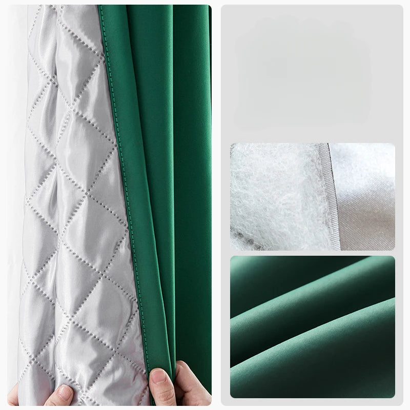 Rideau thermique vert émeraude intérieur matelassé | THERMORIA