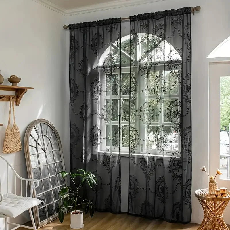 Rideau noir en dentelle|UMBRA