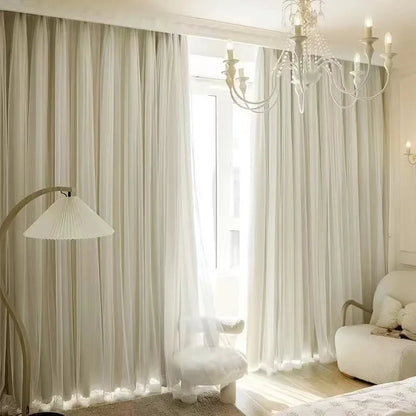 Rideau beige occultant double couche|SERENIA