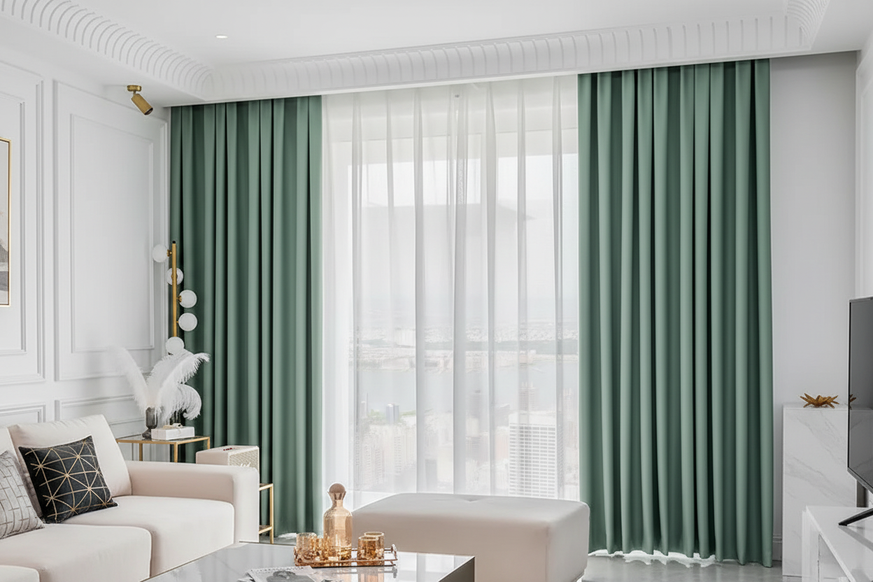 Appartement moderne avec rideaux EMERESCO et anneaux