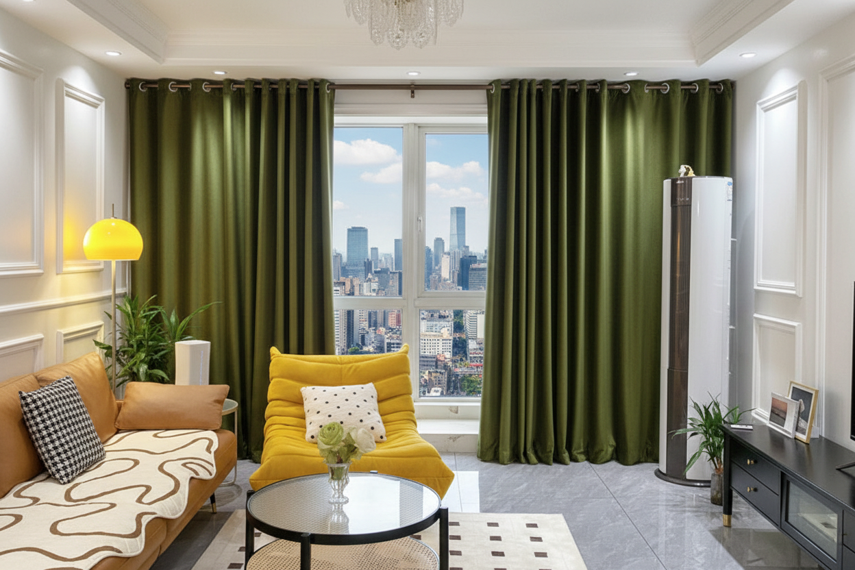 Appartement moderne avec rideaux EMERO et anneaux