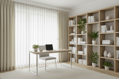 Bureau avec rideau beige AURA