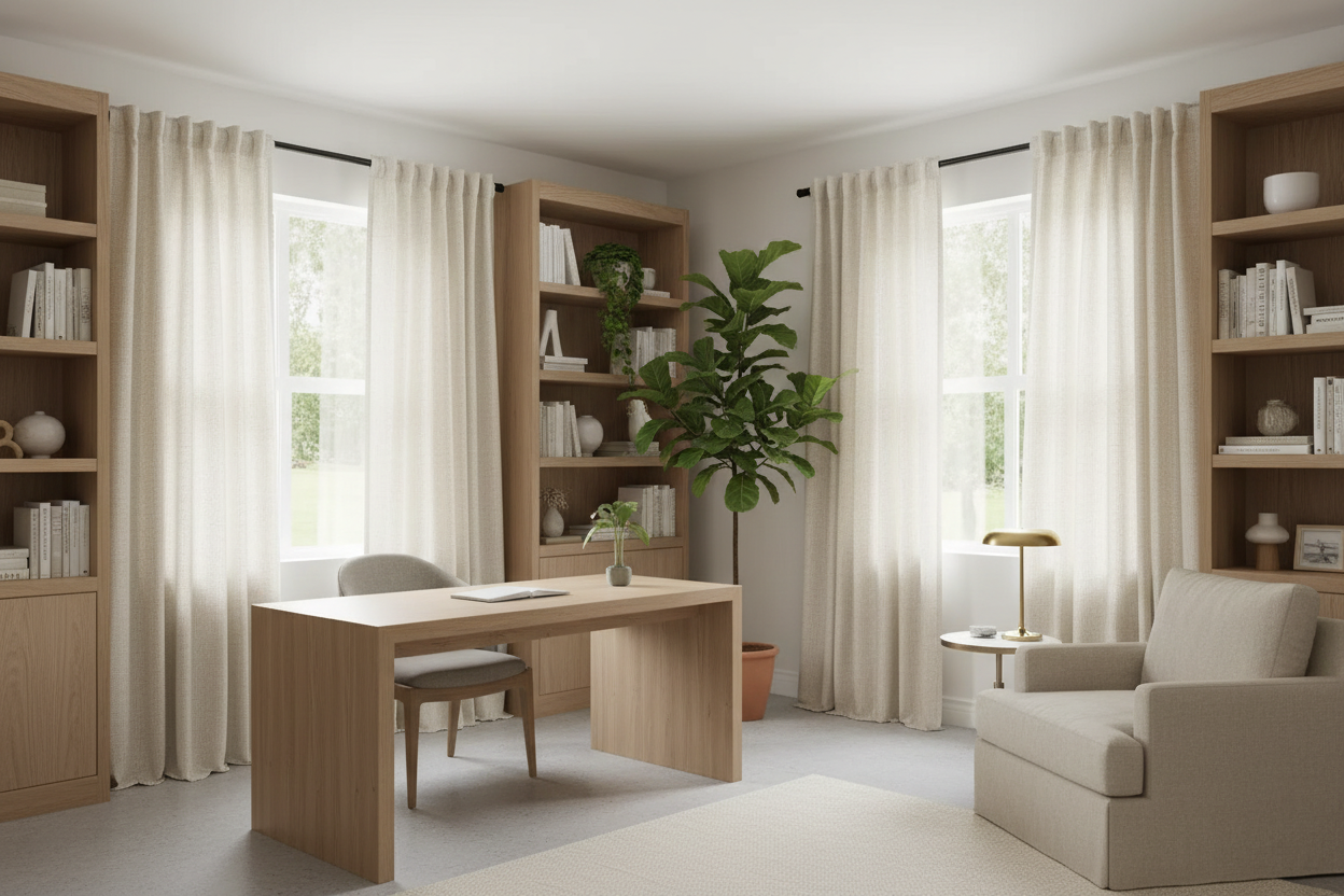 Bureau avec rideau beige SERENA