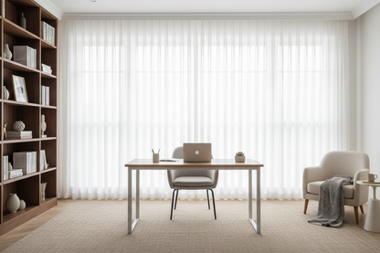 Bureau avec rideau Luxia à bandes verticales
