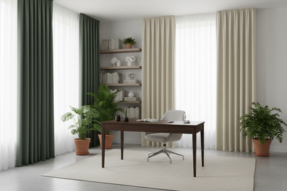 Bureau avec rideau vert romarin AURA