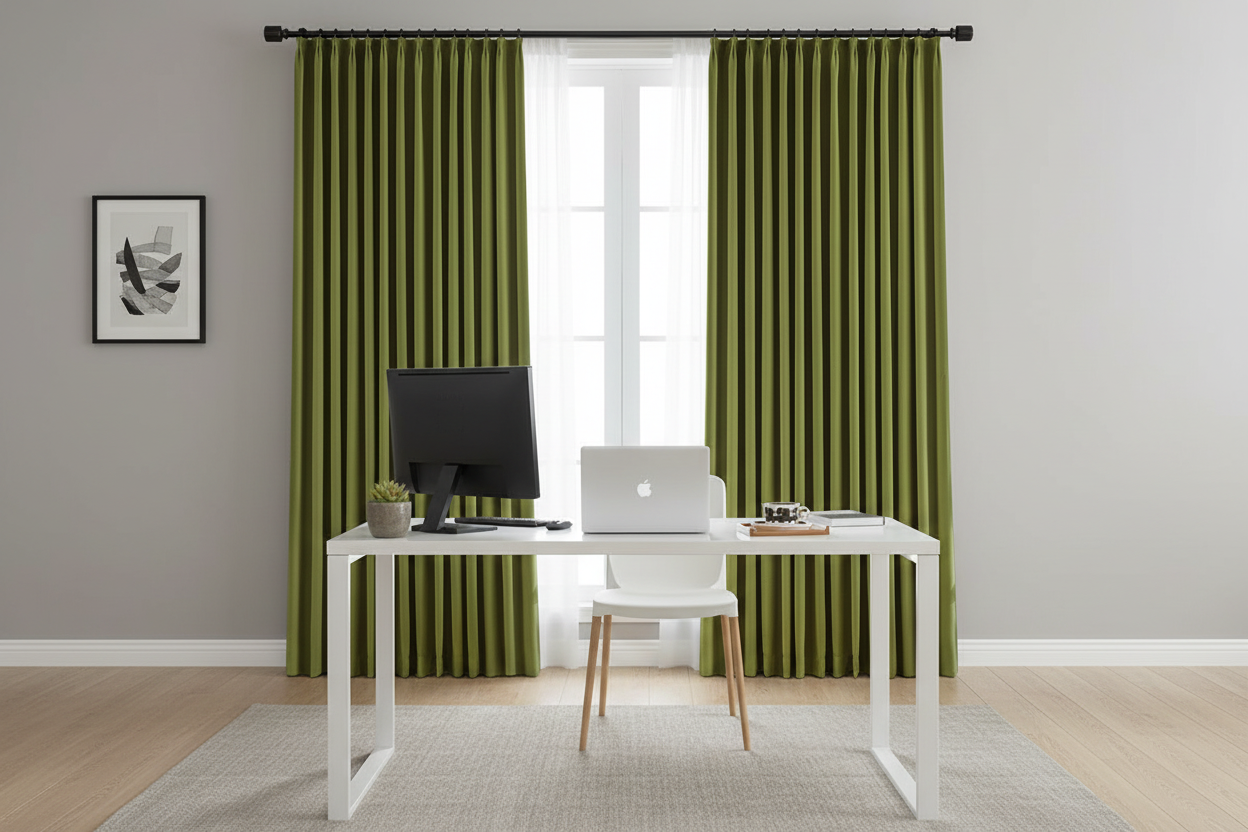 Bureau à domicile avec rideaux BELMOND et anneaux