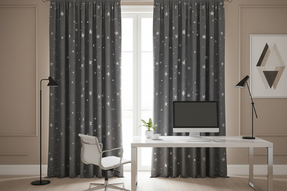 Bureau rideaux occultants gris étoiles