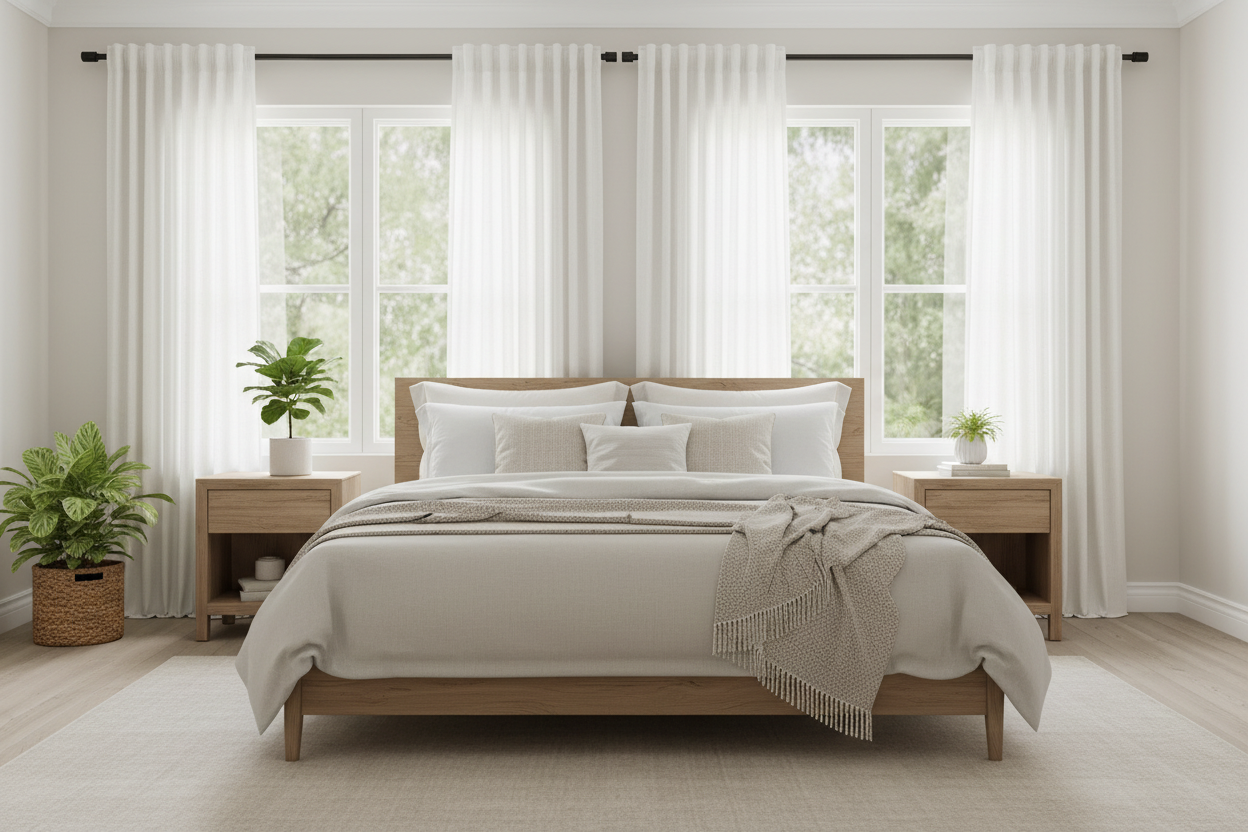 Chambre avec rideau blanc SERENA