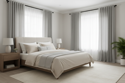 Chambre avec rideau gris SERENA