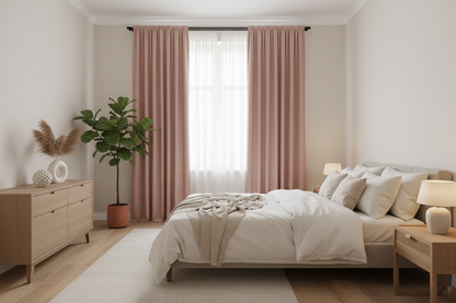 Chambre avec rideau rose AURA