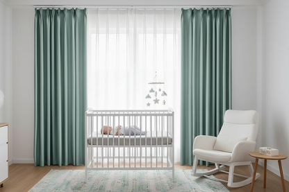 Chambre de bébé avec rideaux EMERESCO et anneaux
