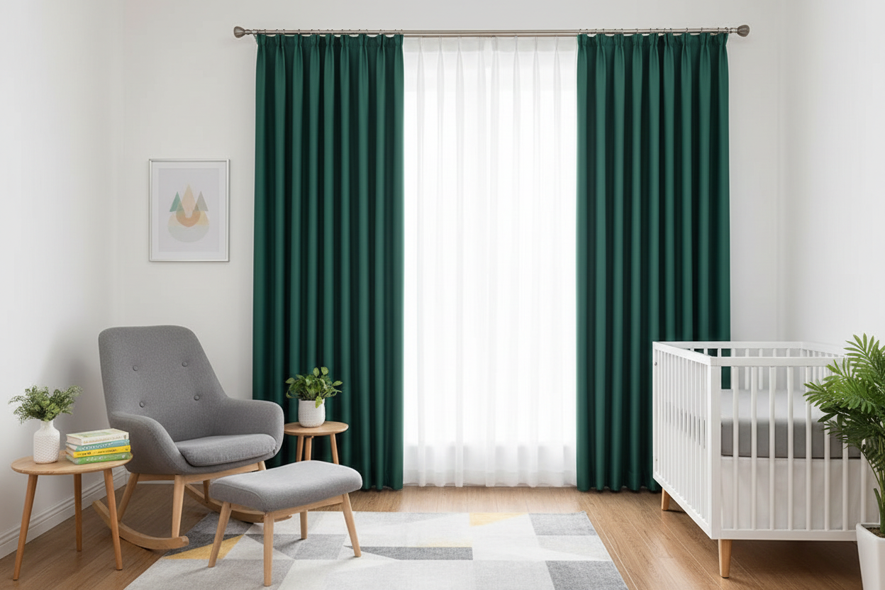 Chambre de bébé avec rideaux EMERESCO et anneaux
